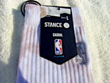 NWT Stance NBA logo basketball casual crew socks, men's L 9-13 , light gray