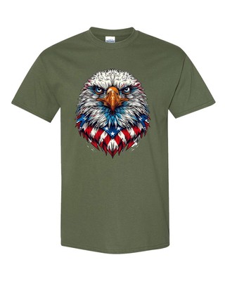 Bold Eagle With USA Flag Tie Patriotic Graphic Tee
