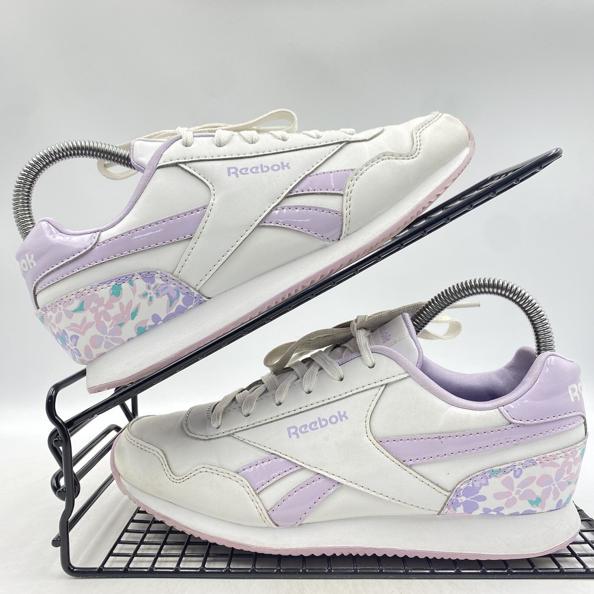 Reebok Royal Classic Jog White Floral Trainers Sz UK Womens