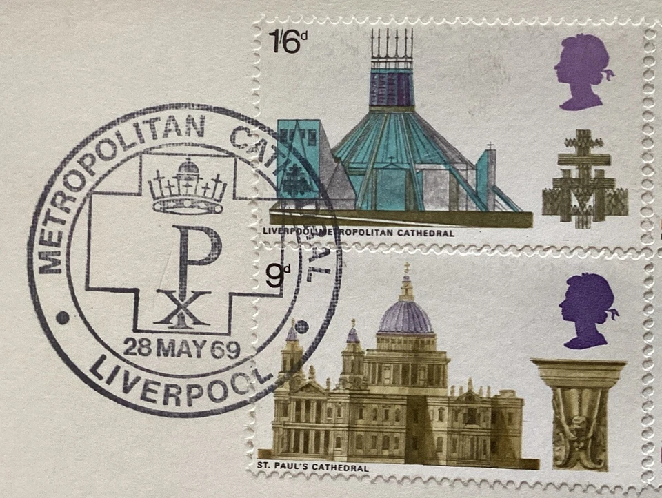 GB QEII 1969 Cathedrals GPO FDC Metropolitan Cathedral Liverpool Cat £30+ - Image 2 of 4