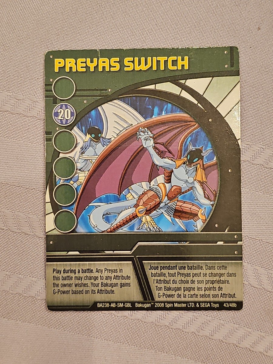 Bakugan Series 3 - 43/48B Green Ability Card - Preyas Switch | eBay