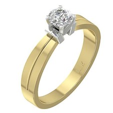 Solitaire Engagement Ring I1 G 0.35Ct Round Diamond Four Prong 14K Gold 4.40 mm