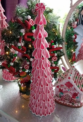 TK Maxx XL Raz Imports Weihnachten groß rot weiß Zuckerstange Band Baum 60 cm