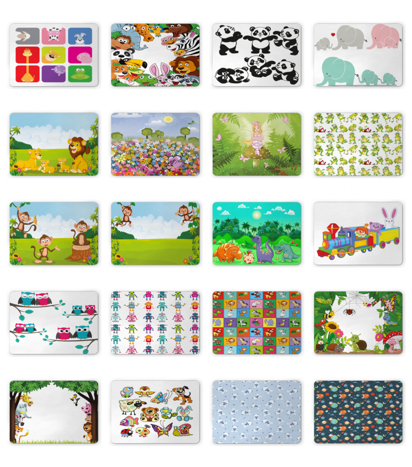 Ambesonne Nursery Cartoon Mousepad Rectangle Non-Slip Rubber