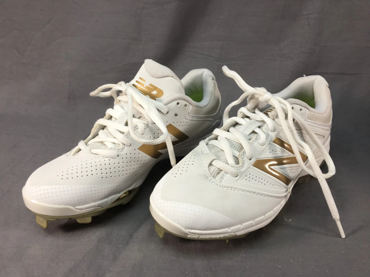 New Balance Fastpitch 4040v1 Womens 5 B Softball Cleats White Gold