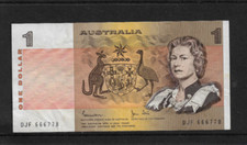 1982 Australian Decimal Paper Johnston Stone $1 Note serial# DJF666778