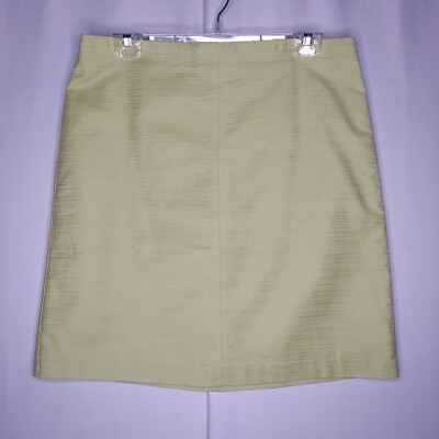 Ann Taylor Straight Mini Skirt 10 Lime Green Textured Stripe Career