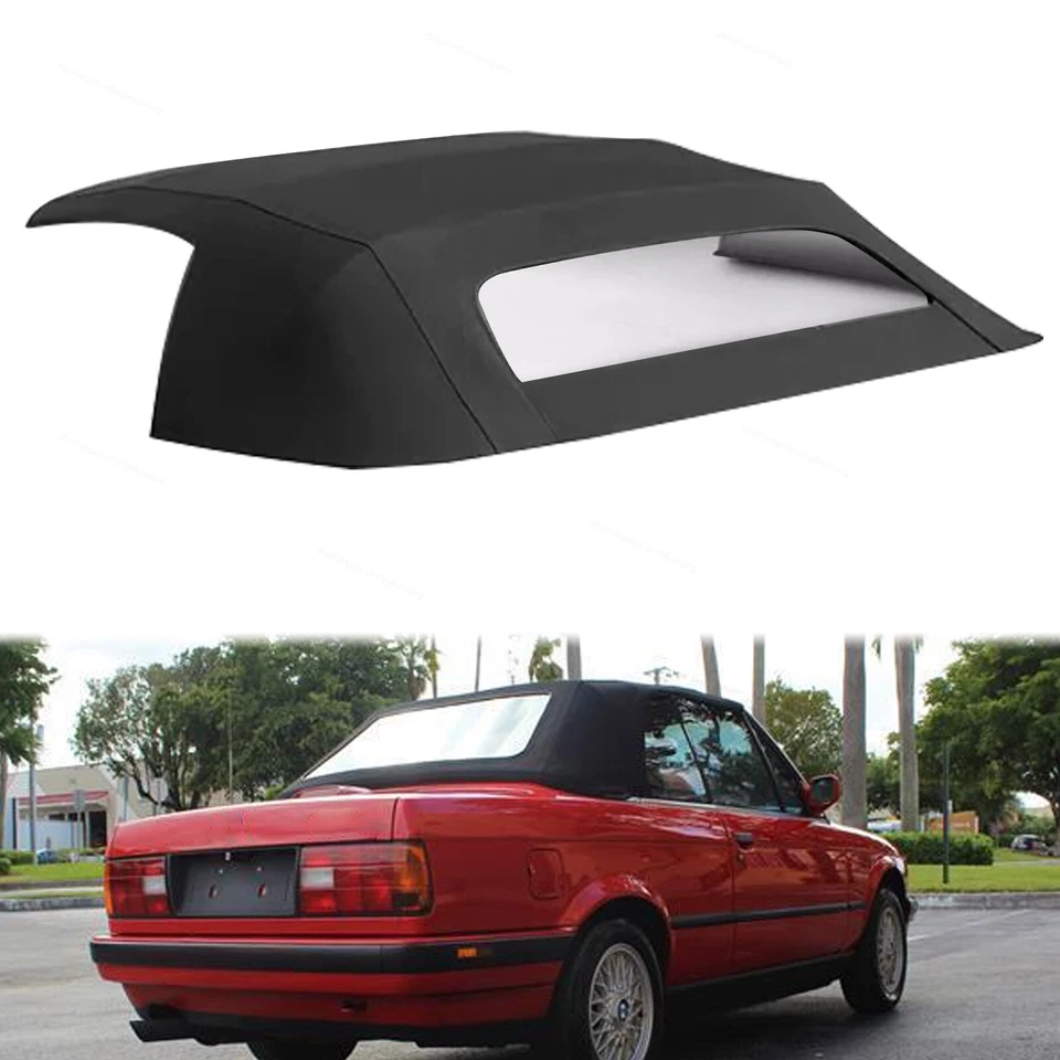 Fit For 1986 87-1993 BMW 3-Series E30 Convertible Soft Top Black Plastic Window Foto 2 de 4
