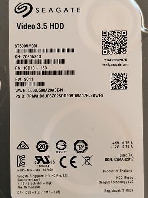 Seagate ST500VM000 3.5 in SATA Hard Drive  - Tested