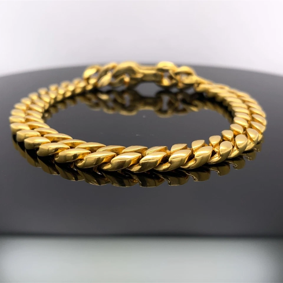 Brazalete de eslabones David Yurman de oro amarillo de 18 quilates de 8 mm para hombre $13500 al por menor Foto 2 de 4