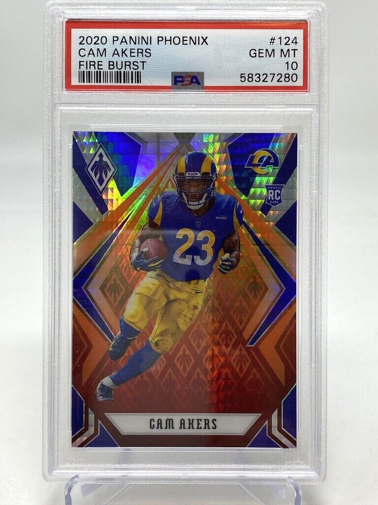 2020 Panini Phoenix #124 Cam Akers Fire Burst PSA 10 Rookie Card RC view 5