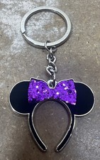 Llavero Parques Disney Orejas de Minnie Mouse Púrpura Brillo NUEVO Sin Etiqueta