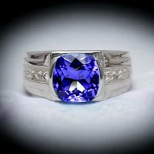 Tanzanite Gemstone With 925 Sterling Silver Groom Ring For Men's #BL145