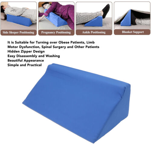 Blue Body Side Wedge Pillow With Zipper PU Leather Incline Side Wedge Pil - Afbeelding 1 van 22