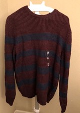 Mens' Nautica Breton Blue/Burgundy Ribbed Sweater Size XL 132
