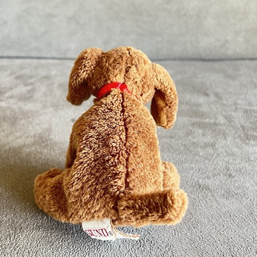 Gund PUDDLES piccoli cuccioli cani marrone chiaro peluche collare rosso NB fotografia Prop - Foto 3 di 13