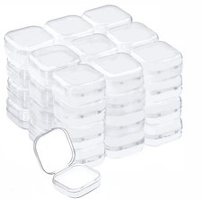40 Pack Small Clear Plastic Storage Containers with Hinged Lid for Small Items