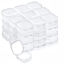 40 Pack Small Clear Plastic Storage Containers with Hinged Lid for Small Items