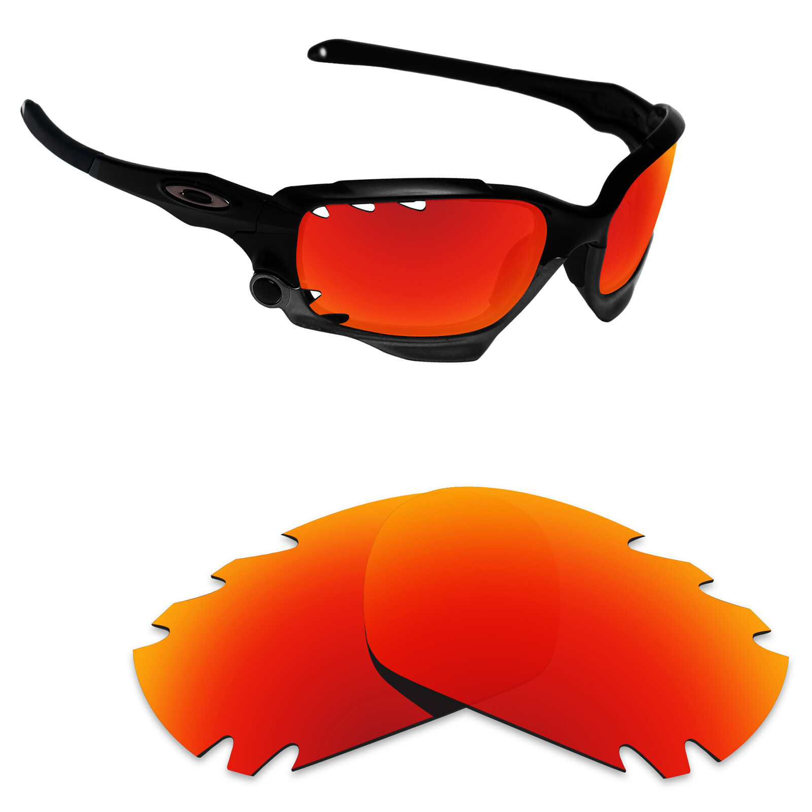 Hawkry Polarized Replacement Lenses for-Oakley Racing Jacket Vented Orange Red