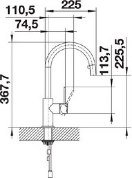 BLANCO Candor Kitchen Tap - Brushed Stainless Steel, Fixed Spout, Ceramic Cartridge, 450mm Hoses-762427