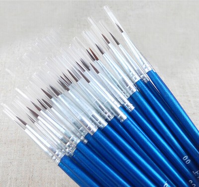 Lot 10Pcs Nylon Hair Artists Paint Brush Acrylic Watercolor Round Pointed Tip