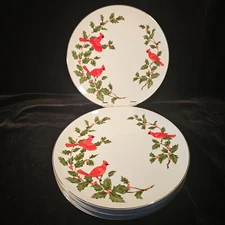 Lefton Cardinal Dinner Plate Christmas 10.25" 04532 Signed Geo.Z.Lefton 1984 - 4