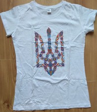 Traditional T - shirts Ukrainian trident symbol national woman flower Ukraine