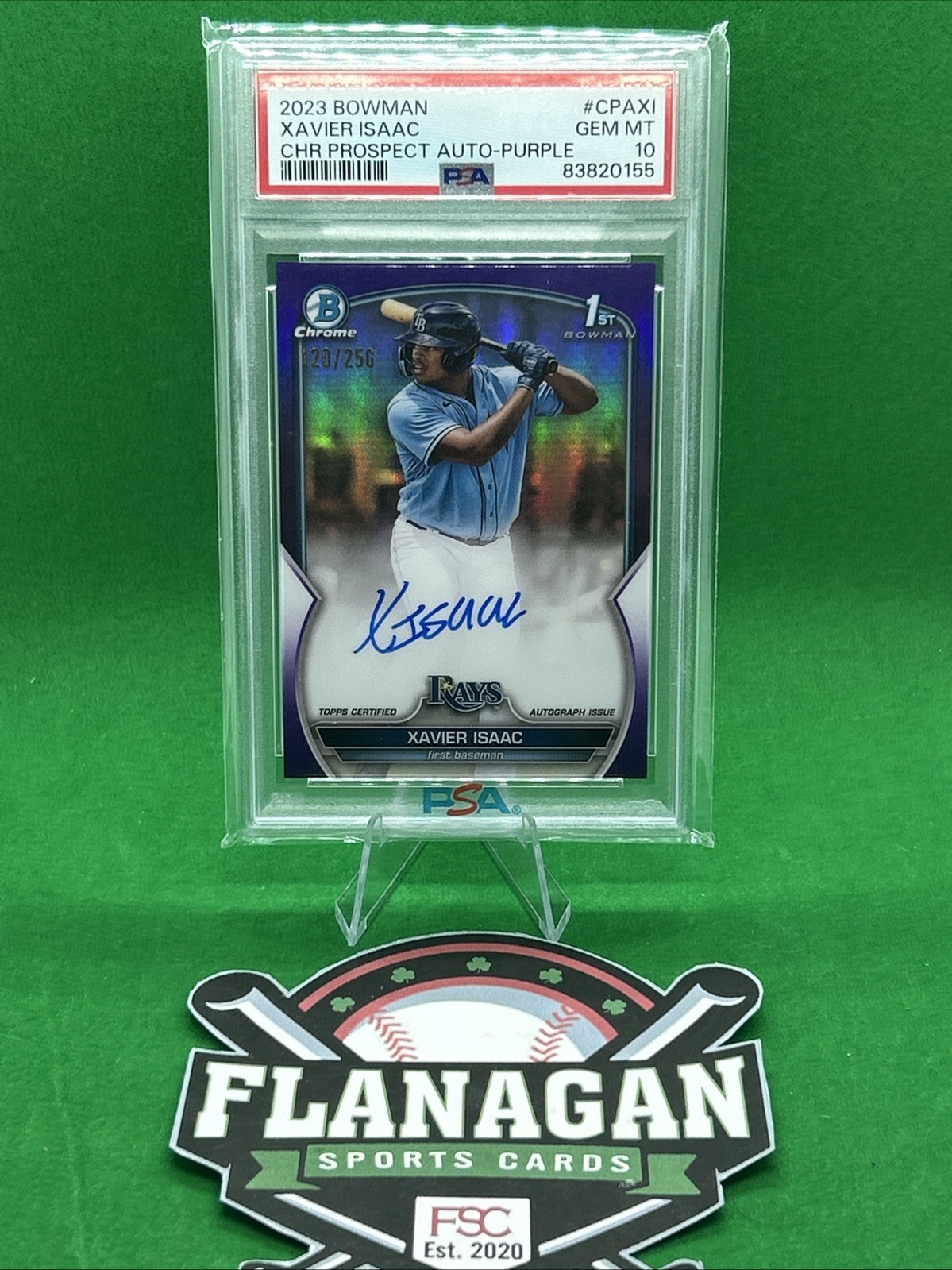 Xavier Isaac 2023 Bowman Purple /250 Auto PSA 10 
