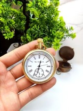 Nautical Vintage American Elgin Look Collectible Antique 2" Brass Pocket Watch