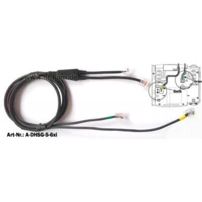 HR-KOM Aastra DHSG Kabel für Jabra GN Netcom Headset Aastra Kit Aastra 5xi 675xi