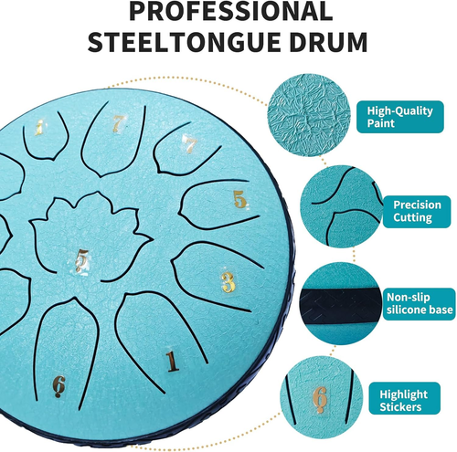 Rain Drum for outside Garden, 6-Inch Steel Tongue Drum with 11 Notes, Percussion - Picture 4 of 12