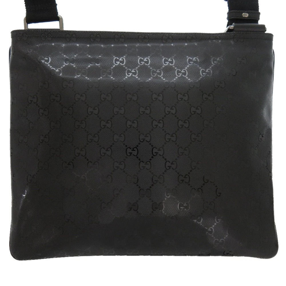 Almost Unused Gucci Impreme Shoulder Bag Coated Canvas Leather Black Black Sho