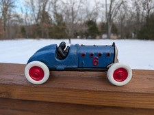 CAST IRON BLUE PHANTOM DRIVER BULLET RACE CAR TOY RACER HOODS LIFT UP