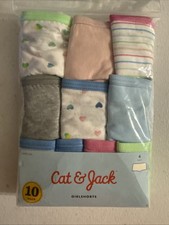 NWT Cat Jack Girls 10 Pack Cotton Assorted Colors Girlshorts Panties Size 4
