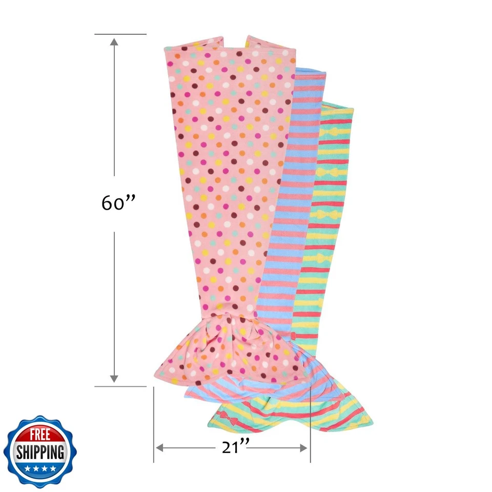 Catalonia Kids Mermaid Tail Blanket Pillow Cushion,Super Soft Coral Plush Fle - Image 2 of 4