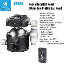 56mm Low Profile Tripod Head with Quick release Plate Panoramic Ball Head 88lbs