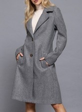 Grey LONG SLEEVE A-LINE LONG COAT Large