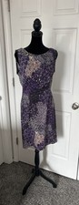 Connected Sleeveless Sheath Dress in Purple Paisley Print