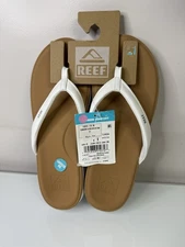 Women’s Reef Cushion Cloud Flip Flops Sandals Size 11 New With Tags White & Tan