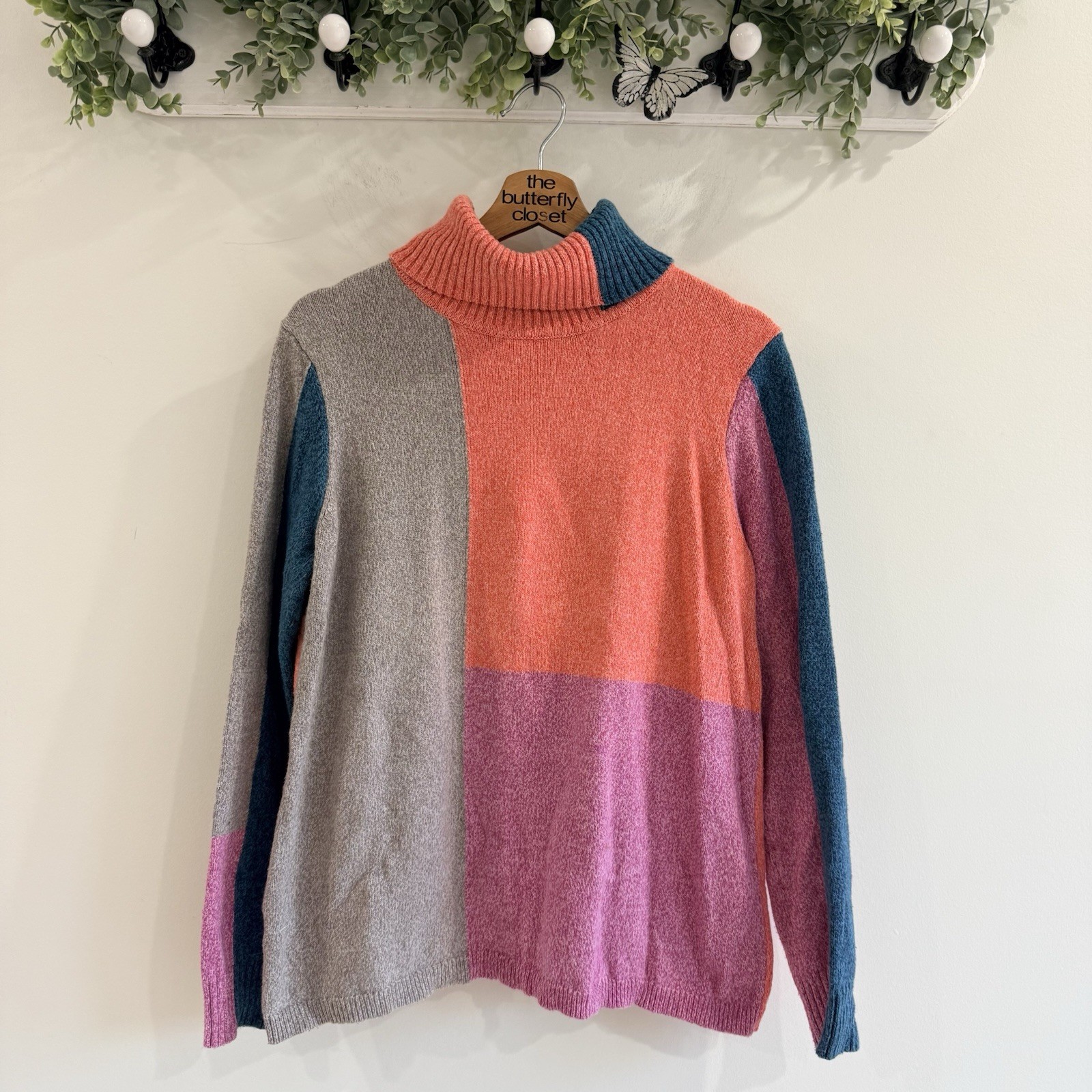 Sundance Luna Patchwork Colorblock Turtleneck Swe… - image 1