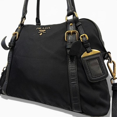 PRADA 2Way Nylon Handbag Mini Black Saffiano Authentic Genuine Rare