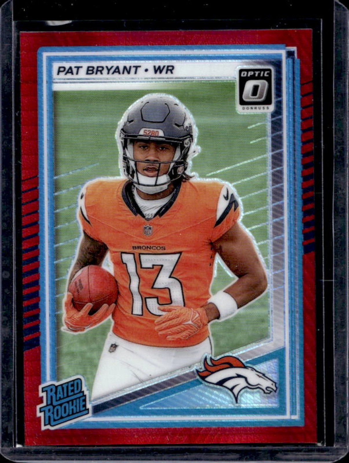 2025 Panini Donruss Optic Pat Bryant Rated Rookie Red Hyper Prizm #215 Broncos