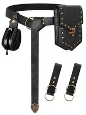 5PCS Renaissance Pirate Belt Set - Viking Metal Belt with Pouch, Coin Purse ...