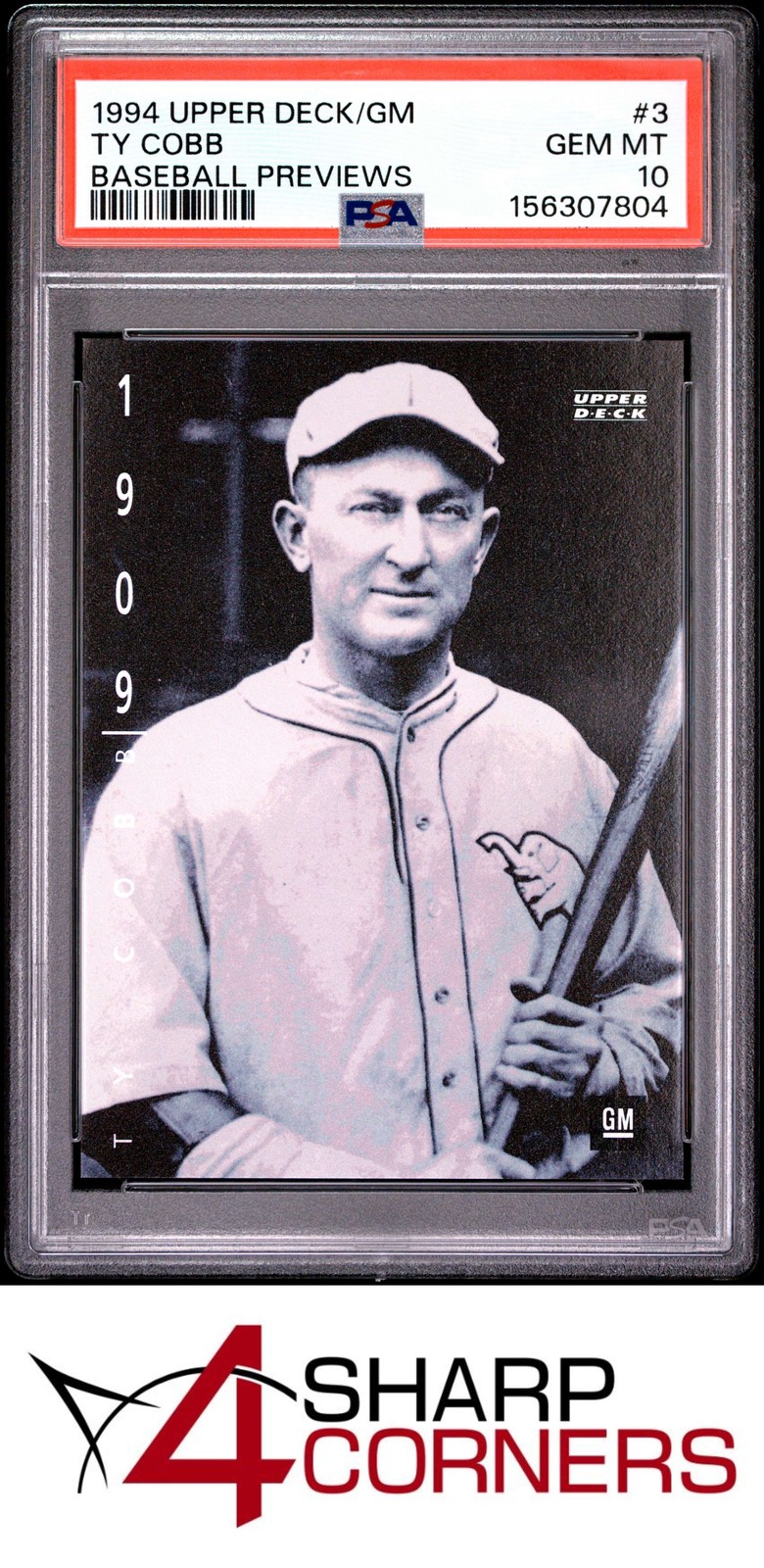1994 UPPER DECK/GM BASEBALL PREVIEWS #3 TY COBB HOF PSA 10