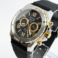 Bulova Men's Marine Star 44mm Black Dial Chronograph Quartz Watch 98B277
