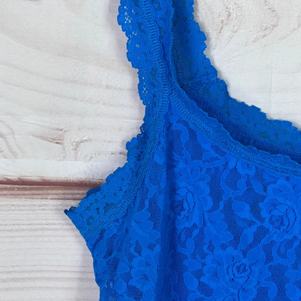 Top Hanky Panky Mujer M Azul Encaje Camiseta sin mangas Cuello redondo Transparente Sólido Elástico Foto 3 de 4
