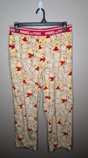 Disney Womens Large Yellow Red Winnie The Pooh All Over Print Pajama Pants