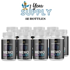 Memo Blast- Brain Support- 12 Bottles- 720 Capsules