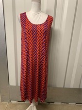 Ana & Kate Midi Dress Colorful Geometric Business Casual Orange Blue One Size