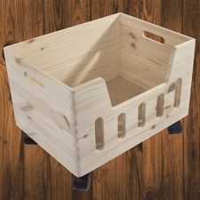 Wooden Vegetable Food Apple Fruit Storage Box Kitchen Pine Crate Rack on Wheels